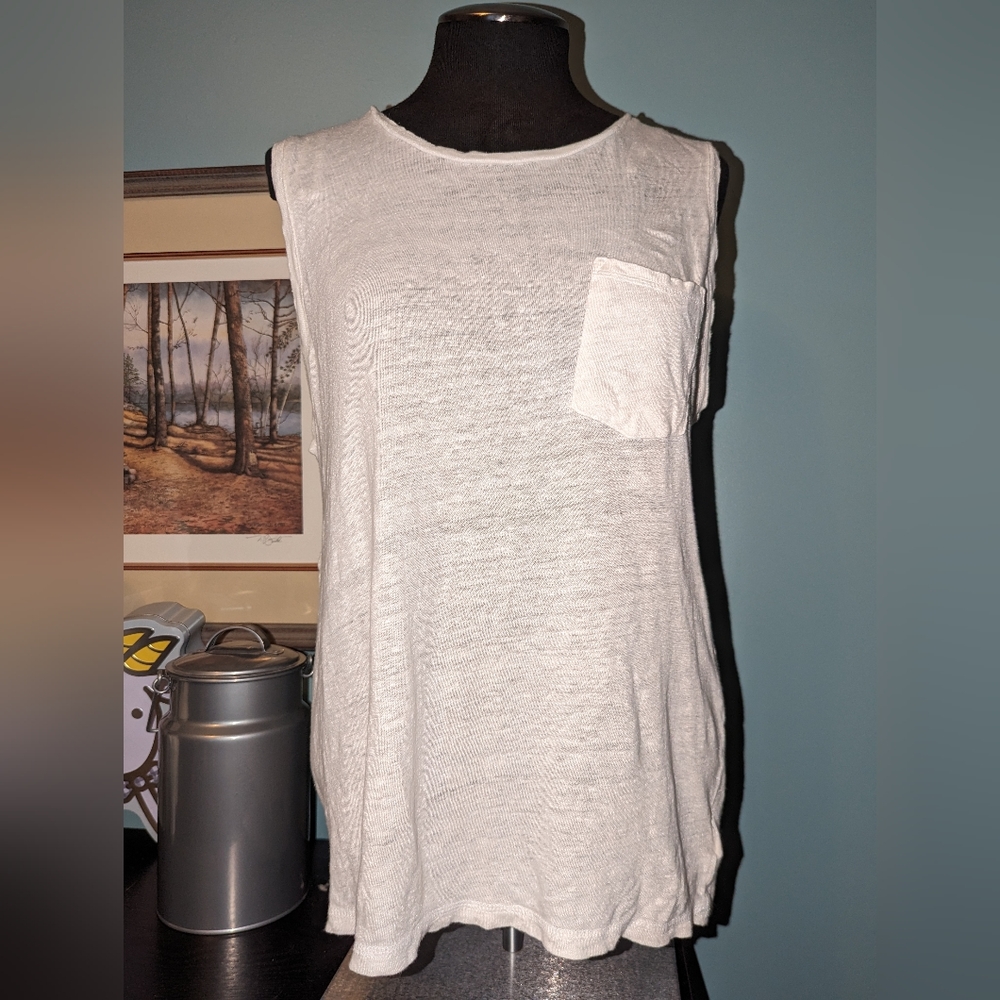 Blank NYC racer back tank with overlay, size Large